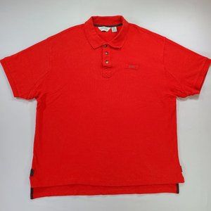 Orvis Shirt Men 2XL Orange Heavy Cotton Classic Fit Casual Outdoor Polo Vintage